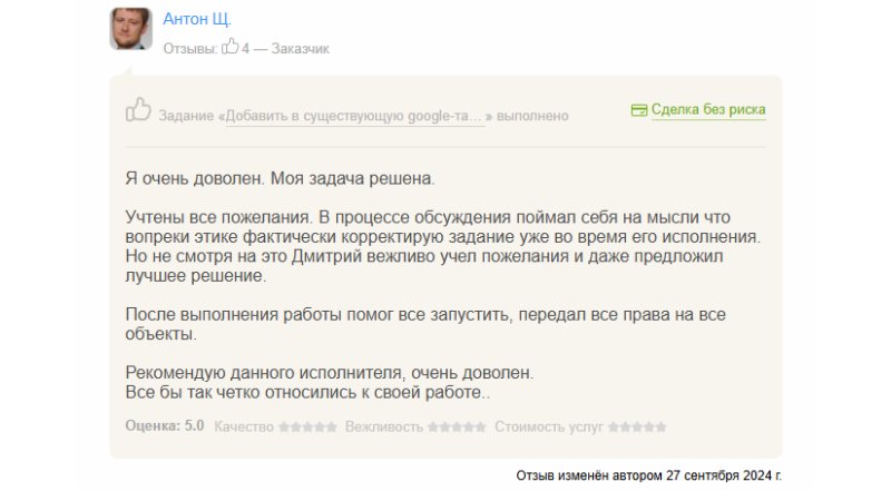 Скриншот переписки с клиентом 39